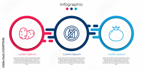 Set line Potato, No pack of milk and Tomato. Business infographic template. Vector