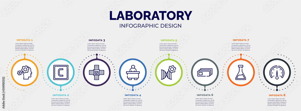 infographic for laboratory concept. vector infographic template with icons and 8 option or steps. included mechanics, carbon, naensor, librarian, biotechnology, microscope slides, erlenmeyer, infographic for laboratory concept. vector infographic template with icons and 8 option or steps. included mechanics, carbon, naensor, librarian, biotechnology, microscope slides, erlenmeyer,