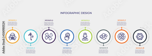 infographic for concept. vector infographic template with icons and 8 option or steps. included respirator mask, difficulty brea, bone, touch, nurse, cancer, influenza, prevention editable vector.