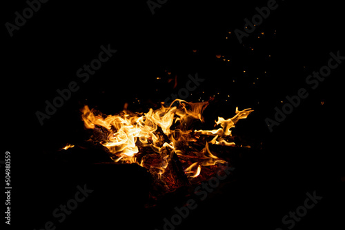 Fire flames on black background. © jozefklopacka