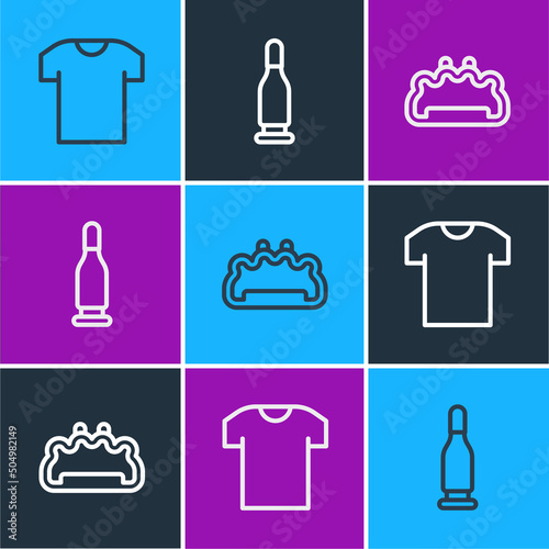 Set line T-shirt, Brass knuckles and Bullet icon. Vector