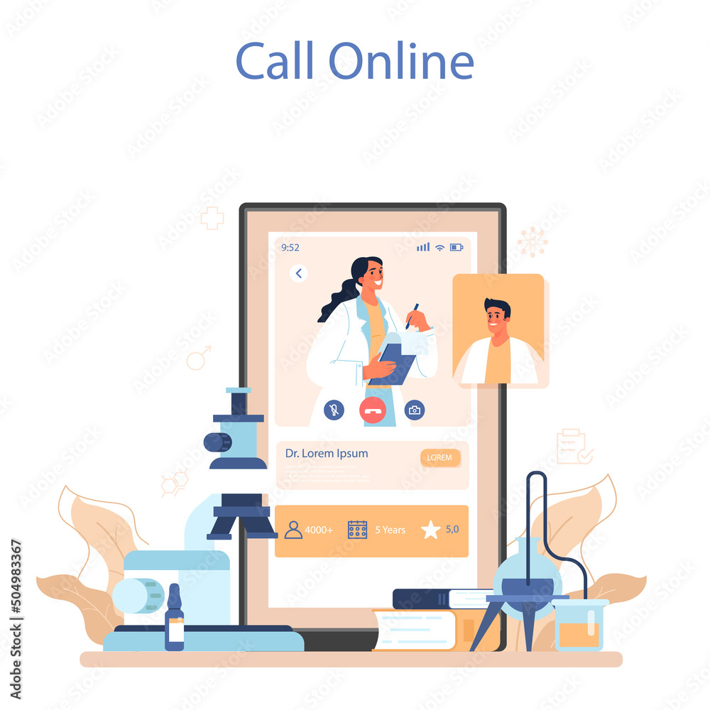 Geneticist online service or platform. Scientist work with DNA molecule Geneticist online service or platform. Scientist work with DNA molecule