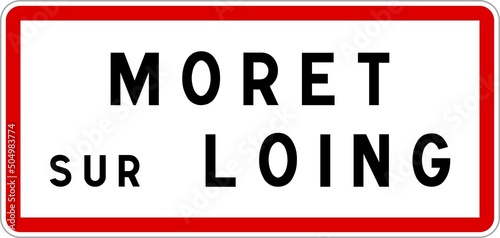 Fotografía Panneau entrée ville agglomération Moret-sur-Loing / Town entrance sign Moret-su