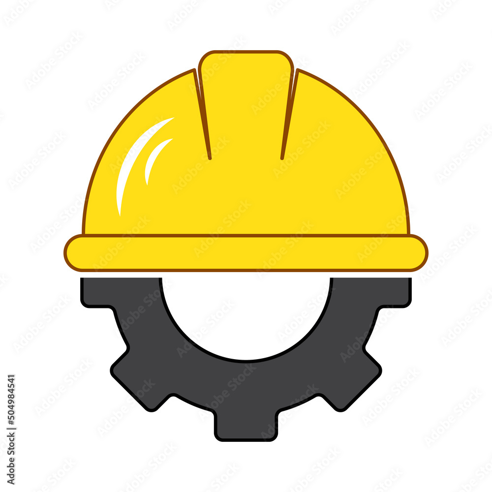 Engineer icon with hat helmet and gear vector illustration. Engineer icon with hat helmet and gear vector illustration.