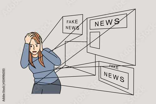 Woman under influence of fake news 