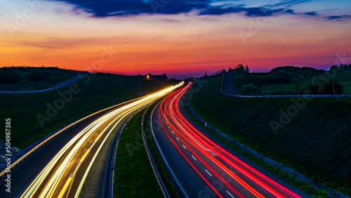 lights of cars with night. long exposure