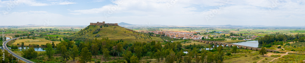 Panoramic view of Medellin in Badajoz, Extremadura, Spain.