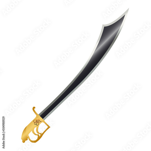 Pirate saber vector icon. Melee weapon vector icon. Pirate sword in flat style. Cutlass. Vector illustration.