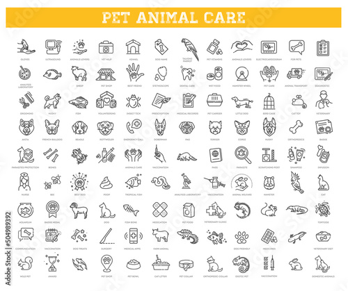 icon set - pet, vet, pet shop, types of pets
