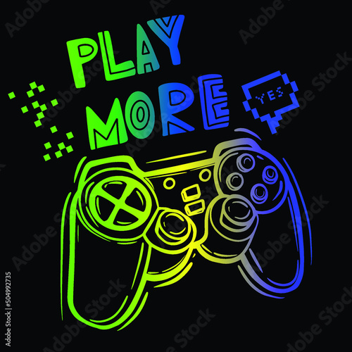  Typography gamer print with joystick. For boys graphic tees