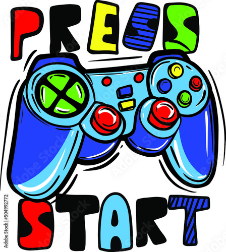  Typography gamer print with joystick. For boys graphic tees