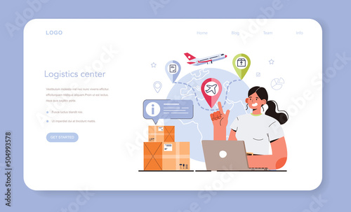 Smart logistics technologies web banner or landing page. Idea of modern
