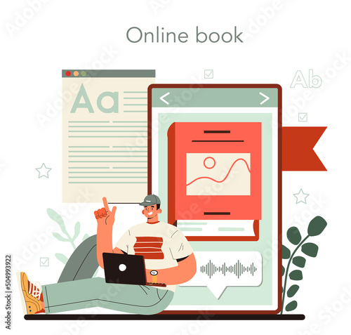 Writer online service or platform. Author writing script of a novel