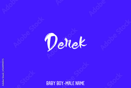Fotografie Derek Male Name Bold Typography Text Sign on Blue Background