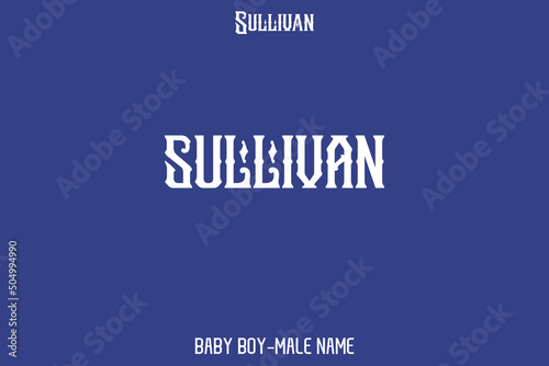 Sullivan Male Name Stylish Lettering in Bold Style on Blue Background photo