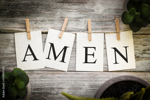 The Word AMEN Concept Printed on Cards