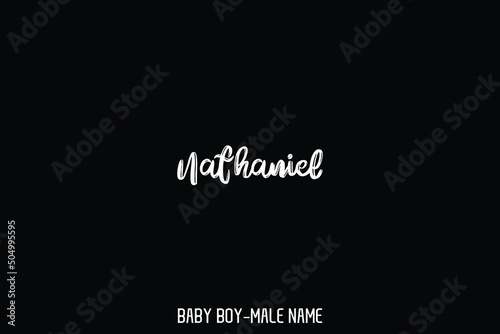 Nathaniel Male Name Elegant Vector Text For Logo Designs and Shop Names on Black Background photo
