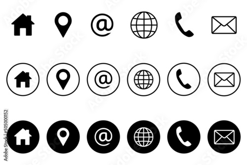 Contact us Web icon set for web and mobile. Communication set. Flat vector illustration