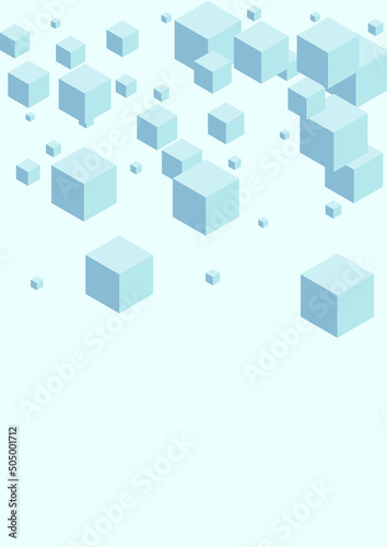 Monochrome Polygon Background Blue Vector. Box Empty Template. Sky Blue Block Flow Design. Toy Illustration. Gray Cardboard Geometric.