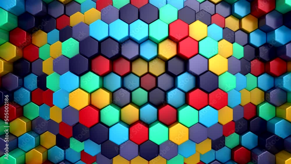 Hexagons Form A Wave. Abstract motion, loop, 3d rendering, 4k resolution
Hexagons Form A Wave. Abstract motion, loop, 3d rendering, 4k resolution