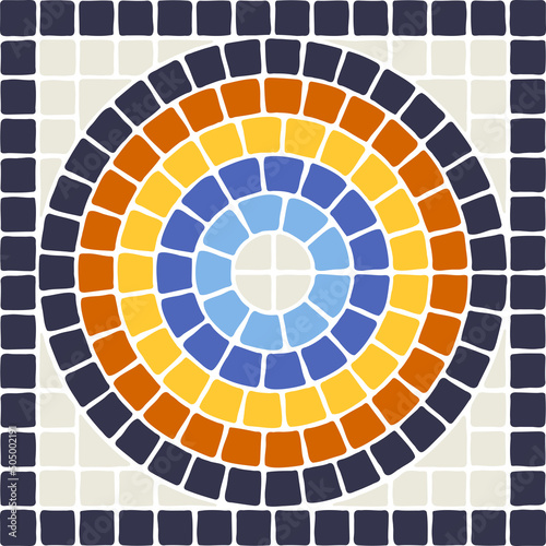 Ancient mosaic tile pattern. Decorative antique stone ornament.