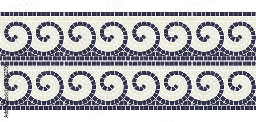 Ancient mosaic seamless pattern. Decorative antique stone ornament.