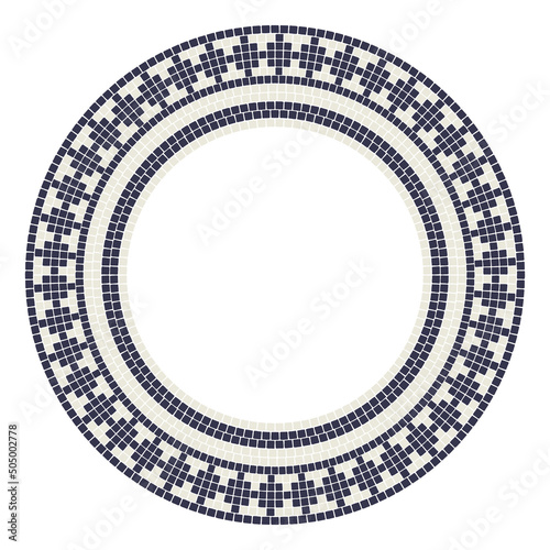 Ancient mosaic frame. Decorative antique stone ornament.