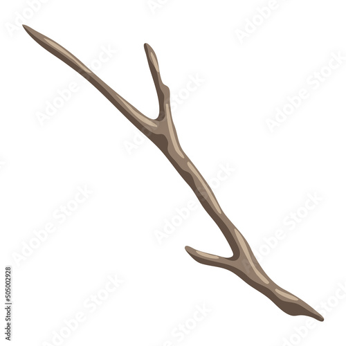 Illustration of dry bare branch. Decorative natural twig.