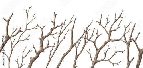 Seamless pattern with dry bare branches. Decorative natural twigs.