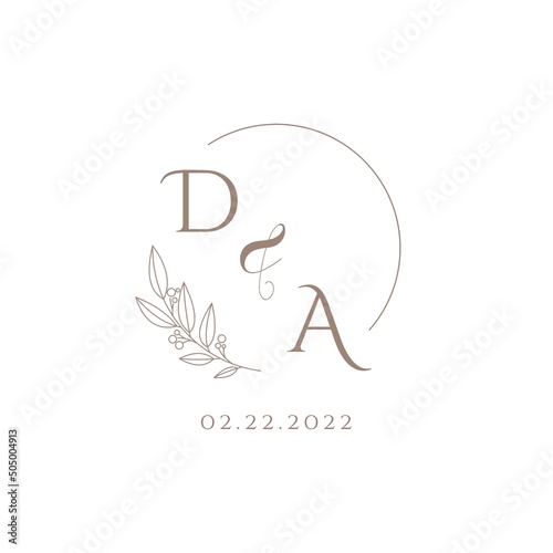 Letter DA wedding initial logo design