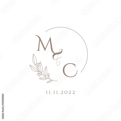 Letter MC wedding initial logo design