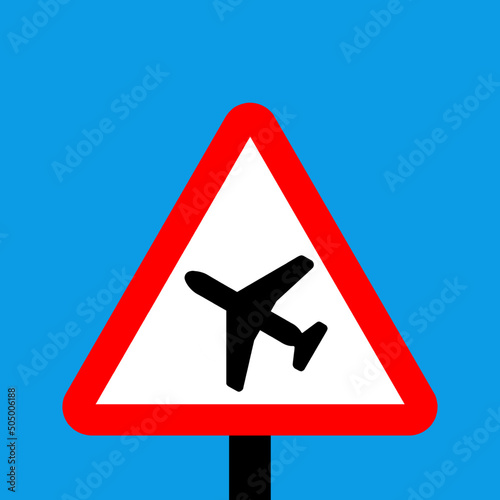 Warning triangle Low flying aircraft or sudden aircraft noise sign