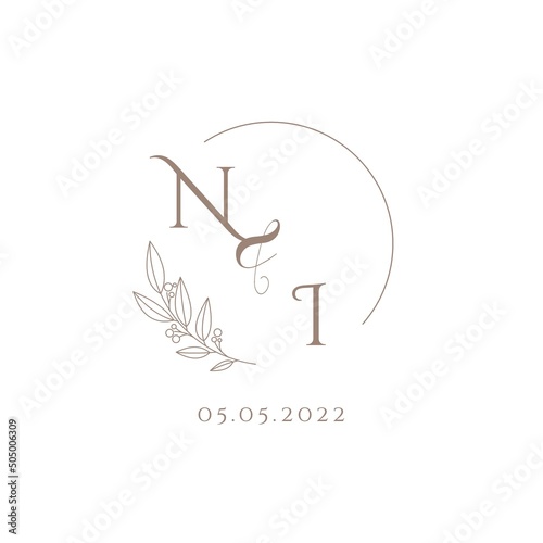 Letter NI wedding initial logo design