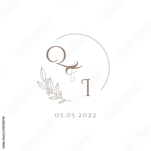 Letter QI wedding initial logo design