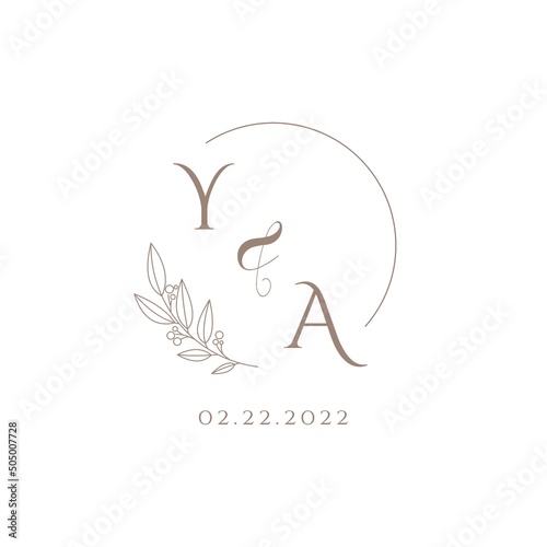 Letter YA wedding initial logo design