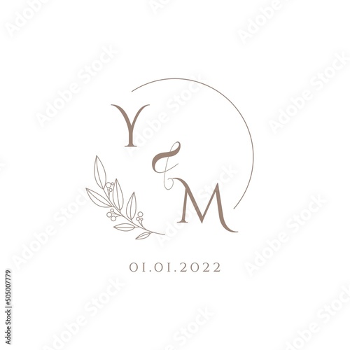 Letter YM wedding initial logo design