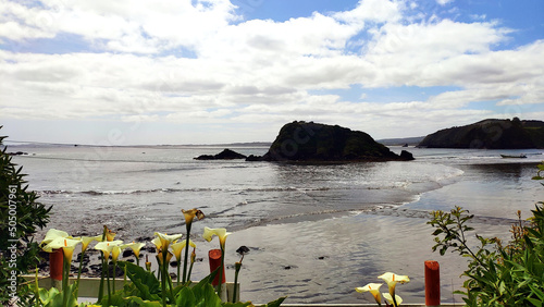 View from Puñihuil in Ancud, Chiloe island, Chile. photo
