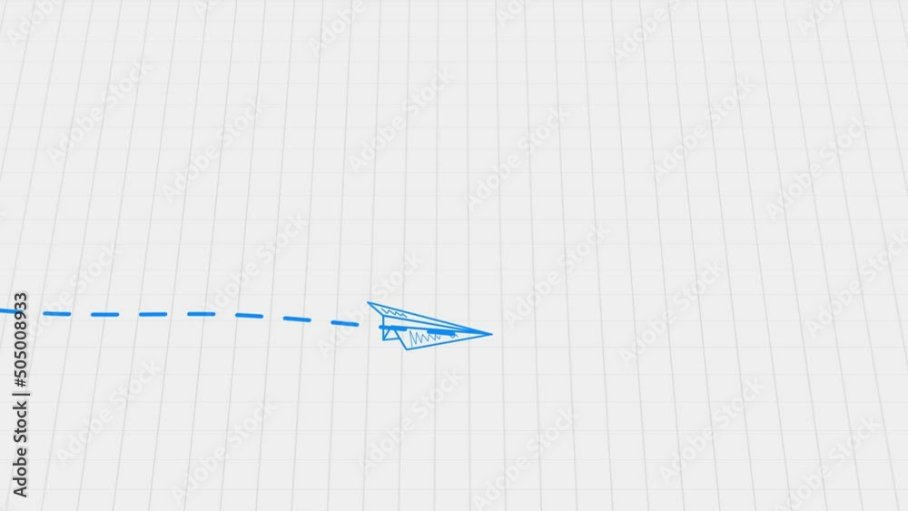 Drawn aircraft. Airplane drawn in a notebook by hand. Paper plane