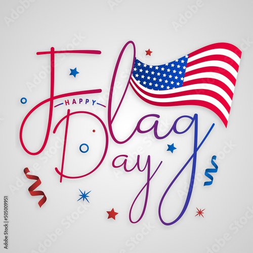 US flag day poster june 14 USA america national holiday banner text calligraphy typography symbol vector design photo