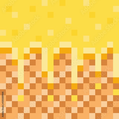Lemon-coated wafers seamless pattern pixel art. Vector background.