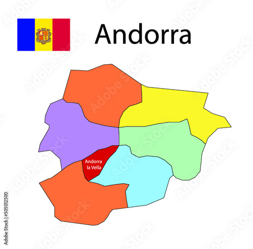 Map of Andorra with borders. Vector illustration.