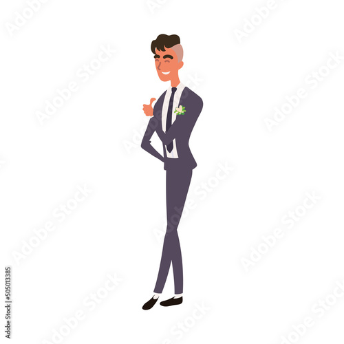 elegant groomsman in suit