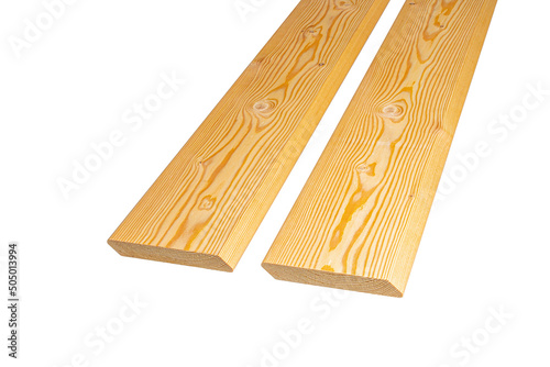 planken beveled from larch on a white background photo