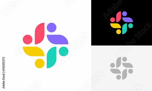 abstract people and human family logo design vector