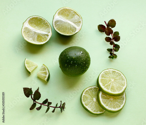 Fresh lime and mint photo