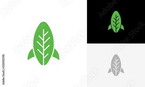 rocket with leaf logo vector design