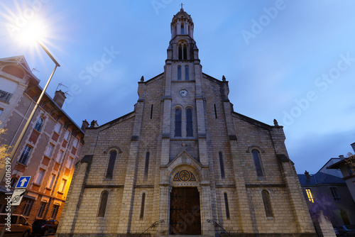 Night view of church Saint Charles in Biarritz  France