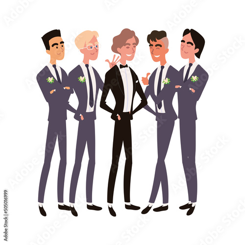 wedding groom and groomsmen