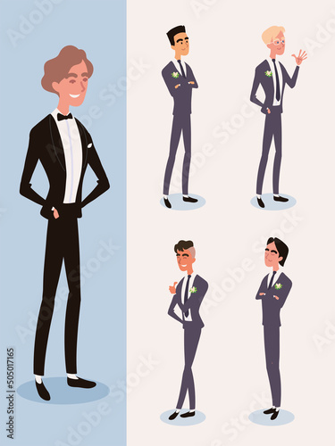 icon set groom and groomsmen