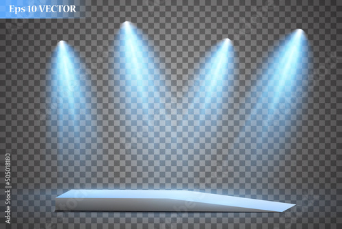 Vector Spotlights. Scene. Light Effects. Glow light effect. Vector illustration.